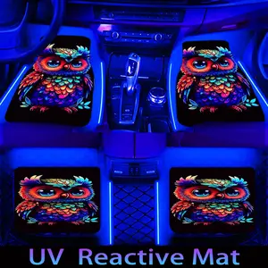 Owl Pattern Car Floor Mat, 4 Counts/set Water-absorbent & Non-slip Carpet, Universal Car Interior Protective Decoration Mat for Most Car, Car Interior Accessory