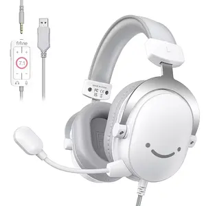 FIFINE H9 PC Gaming Headset with 7.1 Surround Sound, Detachable Microphone, Control Box, 3.5mm Jack, Over-Ear Wired for PC/Smartphone/PS5 via USB, Xbox/Switch via 3.5mm