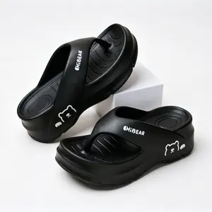 Women's EVA Flip Flops, fashionable and high-value slippers, with cute bear patterns, soft soles, comfortable and non-slip beach and home walking shoes., Flipflop, Breathable, Sandal,summervibes summervibes