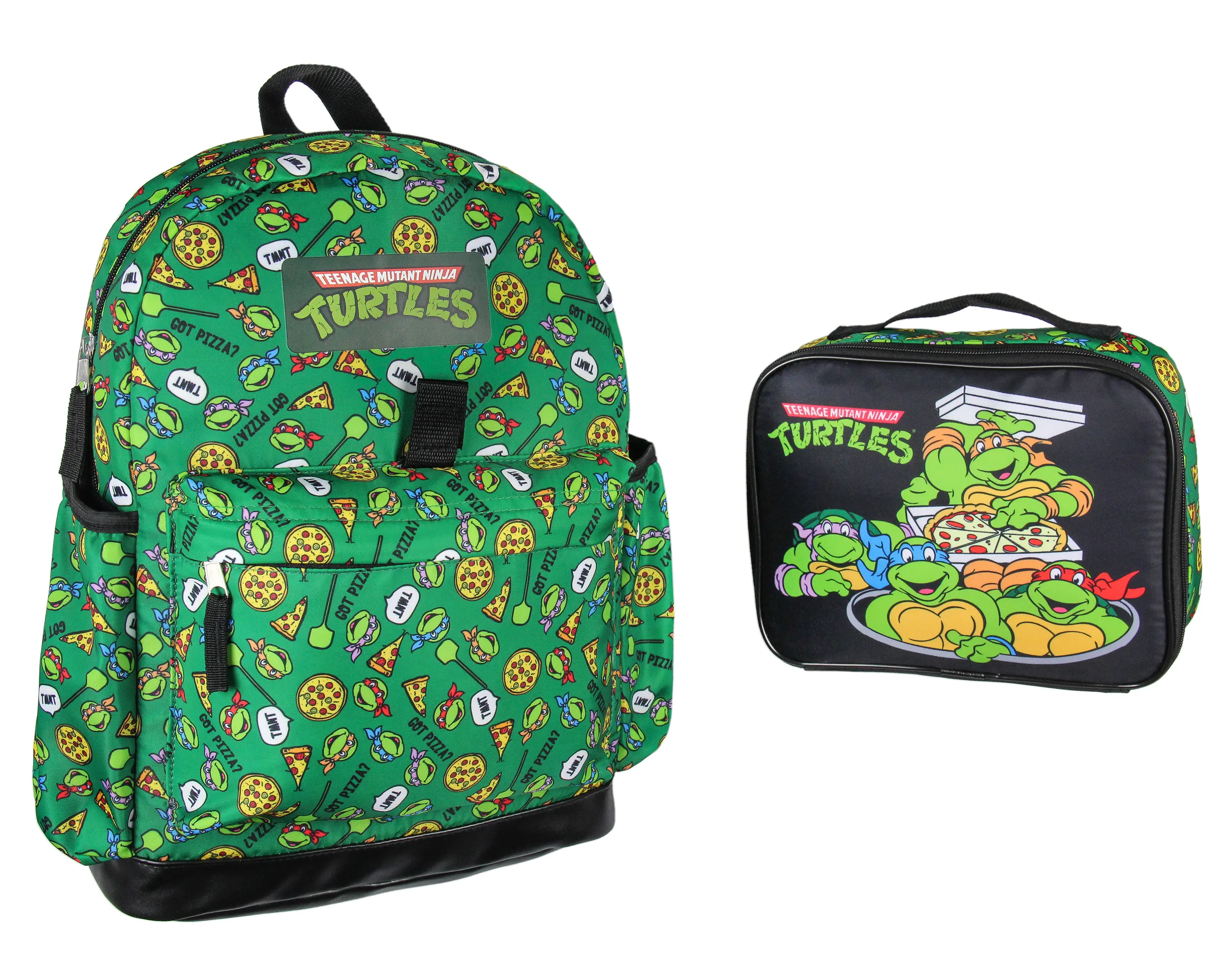 Nickelodeon Teenage Mutant Ninja Turtles Got Pizza? Leonardo Raphael Donatello Michelangelo 2 Pc Lunch Box Backpack Set 16"