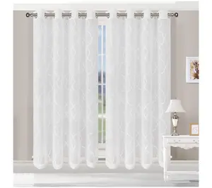 Superior Embroidered Lattice Sheer Curtain Panel Set, 26"x84"