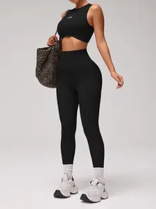 Women's Sporty Two-Piece Set, Sportswear Set, Short Tank Top & Fashionable Bottoms, Letter Print Design, Ideal for Free Movement