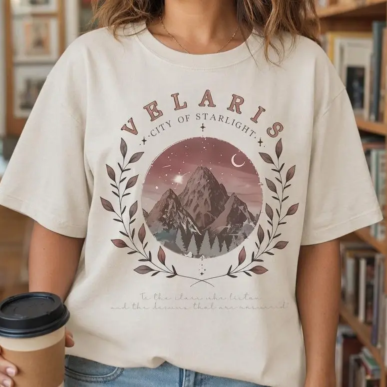 Velaris City Of Starlight Bookish Graphic Tee Women Fantasy Reader Shirt Plus Size