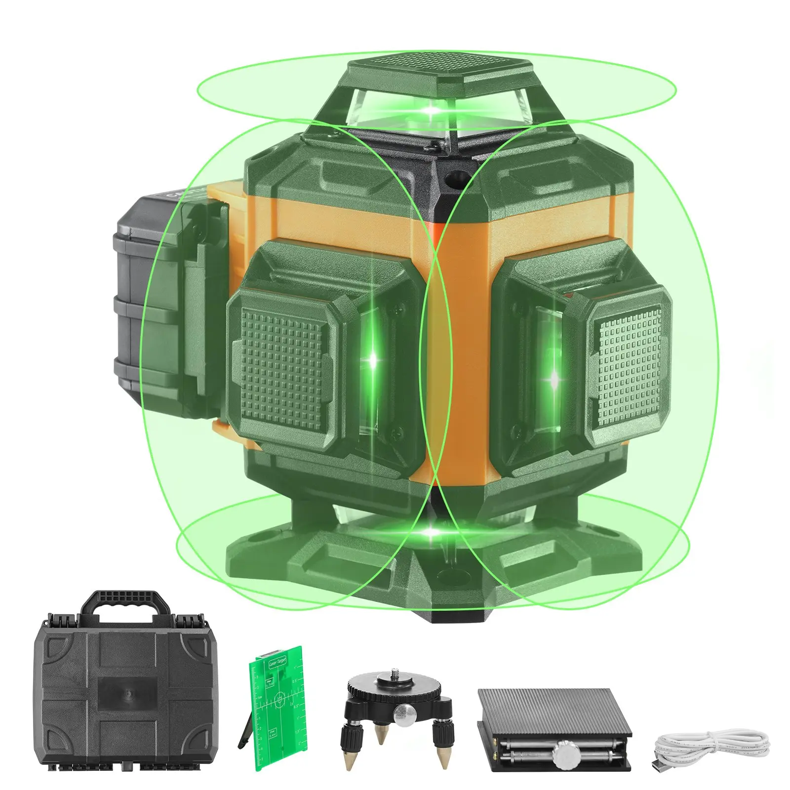 【Summerfinds】VEVOR Laser Level 100ftSelf Leveling Manual Green 4 x 360° Cross 16 Line LaserIP54 Waterproof Remote Control Manual Self-leveling Mode & 5h Continuous Working Time Line LaserBattery Include