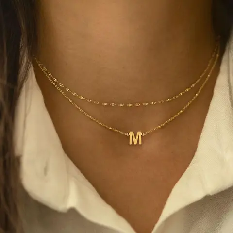 Simple Letter Detail Pendant Necklace & Chain Necklace Set, Necklace And Chain, Assorted Necklaces, Fashion Jewelry for Party, Daily Decor, Trendy All-match & Exquisite Jewelry for Birthday Gift