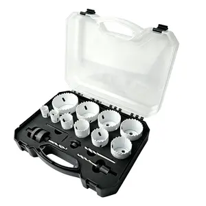 14-Piece Bi-Metal High-Speed Steel Hole Saw Kit, 3/4"-2-1/2" (19mm-63mm) Professional Hole Cutter Set for Wood, Drywall, PVC, Electric Tool Accessories with Clean Smooth Cut Edge, Fast Chip Removal, Mandrels & Carry Case, Father's Day Gifts, Bi-Metal Cons