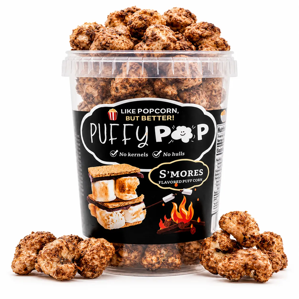 S'Mores Puffy Pop Popcorn Puffs - No Kernels, No Hulls - Easy to Eat Snack