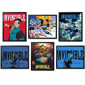 Invincible Invincible Poster Canvas Wall Art, Invincible War Themed Art Decor, Superhero Anime Decor for Bedroom Living Room Dorm