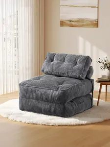 【CategorySelect】ONBRILL 4-in-1 Foldable Corduroy Sofa Bed, Creative Ergonomic Versatile 1-Person Convertible Sleeper Chair for Adults, Portable Fold-Out Floor Lounger for Living Room