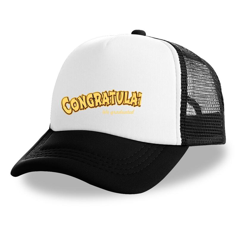 Unisex Casual Class of 2026 Graduation Trucker Hat - Red White, Breathable Mesh Back, Adjustable Front Print Graphic, One Size Sun Protection Cap #sohochic
