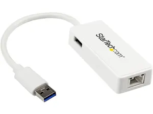 StarTech USB31000SPTW USB 3.0 Gigabit Ethernet Adapter NIC w/ USB Port - White