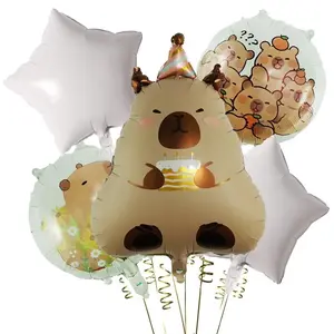 Cartoon Cute Capybara Aluminum Foil Balloon Decoration, Party Water Pig Animal Shape Scene Setup, Capybara Theme Park Playground Decor