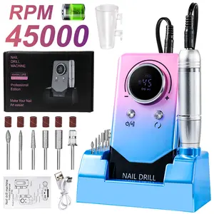 Electric nail drill professional portable nail drill for hard acrylicnail removal, rechargeable 45000RPM nail art machine formanicure pedicure salon nail art technology essentialProfessional Rechargeable Nail Drill