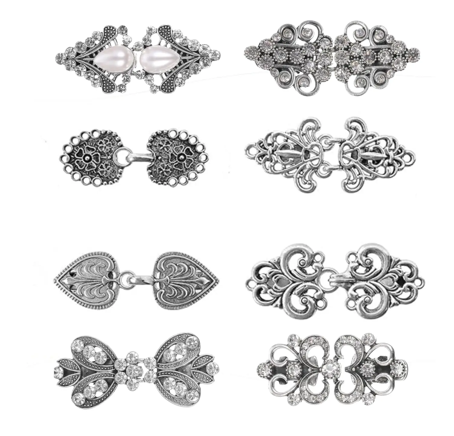 8 Pcs Vintage Swirl Sweater Clips Retro Cardigan Shawl Cape Cloak Collar Clasp Dress Shirt Button Clip for Women