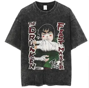 Rock Lee Drunken Fist Vintage Tee, Anime T-shirt, Workout T-Shirt, Gift for Him, Weightlifting T-Shirt Menswear Top Underwear Tshirt