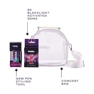 Glow Ups Gem Pen Styling Set - Includes Hally Gem Pen, Blacklight Activated Hair Gems, and Concert Bag