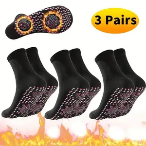 3 Pair Tourmaline Thermal Circulation Acupressure Self-Heating Shaping Socks, AFIZ Tourmaline Health Sock,Foot Massage Thermotherapeutic Sock