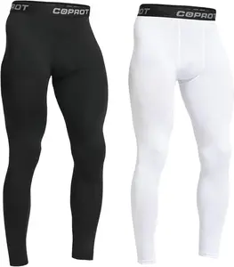 Men's Compression Pants, Ninth Pants Athletic Leggings Base Layer Cool Dry Workout Tights for Running Yoga Gym Basketball E bike cycling pants for men