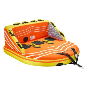 VEVOR Towable Tube for Boating, 1-3 Riders Inflatable Boat Tubes and Towables, 510lbs Water Sport Towable Tube for Boat to Pull - with Full Nylon Cover, 16 Grab Handles, Dual Tow Points & Safety Valve