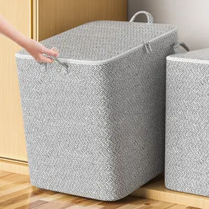 Reusable Organization Bags for Clothe, Heavy-Duty Foldable And Space Saving Storage Bag with Lid, Extra-Long Handles And Eco-Friendly Bags for Groceries, Blanket And Bedding