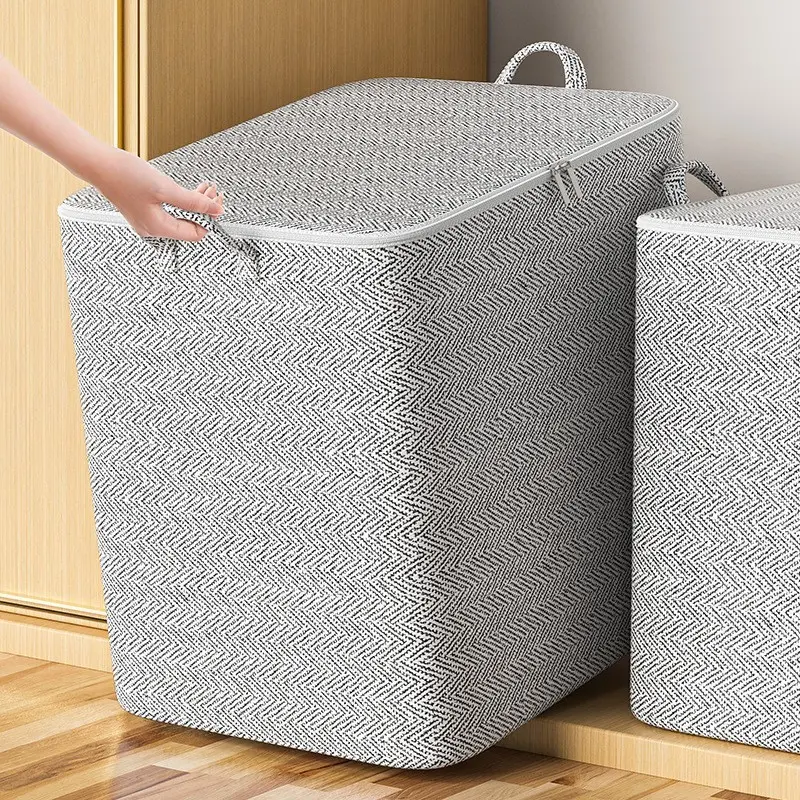Reusable Organization Bags for Clothe, Heavy-Duty Foldable And Space Saving Storage Bag with Lid, Extra-Long Handles And Eco-Friendly Bags for Groceries, Blanket And Bedding
