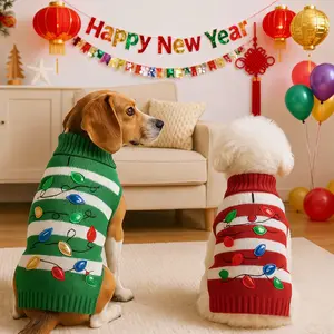 Christmas Plaid Festive Stripes Pet Sweater, Soft Warm Fabric for Small Dogs & Cats, Festive Winter Apparel, Cozy Holiday Pet Clothes, Holiday Spirit