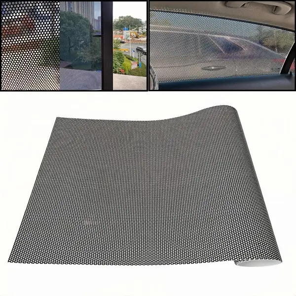 One-Way See Through Car Window Sun Shade, Self-Adhesive Privacy Mesh Stickers, Anti-Glare UV Protection for Car Windows & Home Windows, Removable No Residue
