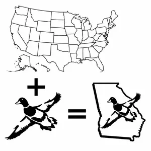 U.S. State Duck Decal | Duck silhouette outlined with the state of your choice Sticker Custom