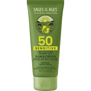 Mineral Sunscreen SPF 50 Lotion with Non-Nano Zinc Oxide, Reef Safe Broad Spectrum Sunblock, Water Resistant 80 Min, Natural Tallow Moisturizing Formula for Face and Body, Zinc Mineral Sunscreen 3.4oz