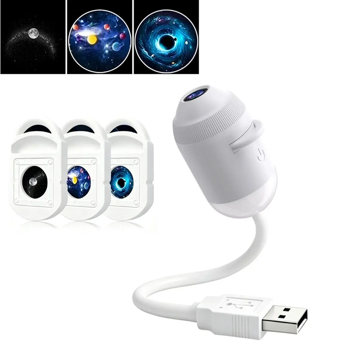 2-in-1 Galaxy Projector Night Light, USB Starry Sky Night Light Projector with Adjustable Brightness, Hd Smart Dynamic 5d Holographic Night Light Projector (with 3/6 Films)