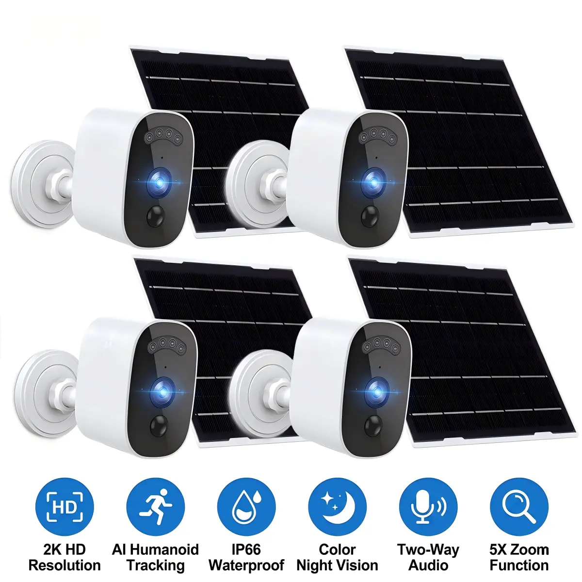 JOOAN 2K Wireless Outdoor Security Camera - Solar & Battery Dual Powered WiFi Home Surveillance Camera, Magnetic Installation, Full-Color Night Vision, Human Motion Detection, 2-Way Audio, IP66 Dustproof Waterproof, TF Card & Cloud Dual Storage