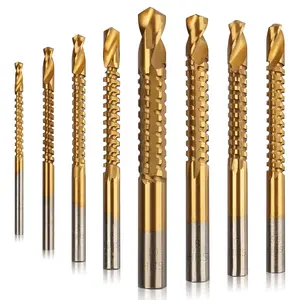 8 Pack Titanium Coated HSS Twist Drill Bits, 3-8mm Serrated Side Cutting Drill Bit Woodworking Tools for Plastic Metal Wood Hole