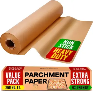 260 Sq.Ft Unbleached  Paper for Baking  Roll with , Heavy Duty Non-Stick Brown  for Baking, Cooking, Grilling, Steaming and Air Fryer, 15in x 210ft by Bakers