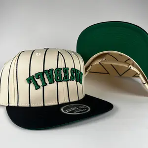 Vintage Embroidered Striped Adjustable Snapback Trucker Cap - Green Under-Bill, Baseball Cap Adjustable, Best Hat for Baseball Season, Graphic Casual Wear Hat