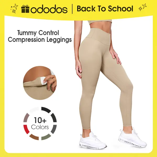 ODODOS Women's odLIFT High-Waist Compression Leggings - Plain, Breathable Fabric, Tummy Control, High-Capacity Pockets, 25"/28" Cycling Yoga Pants, All Seasons Activewear for Fitness, Athleisure Wear