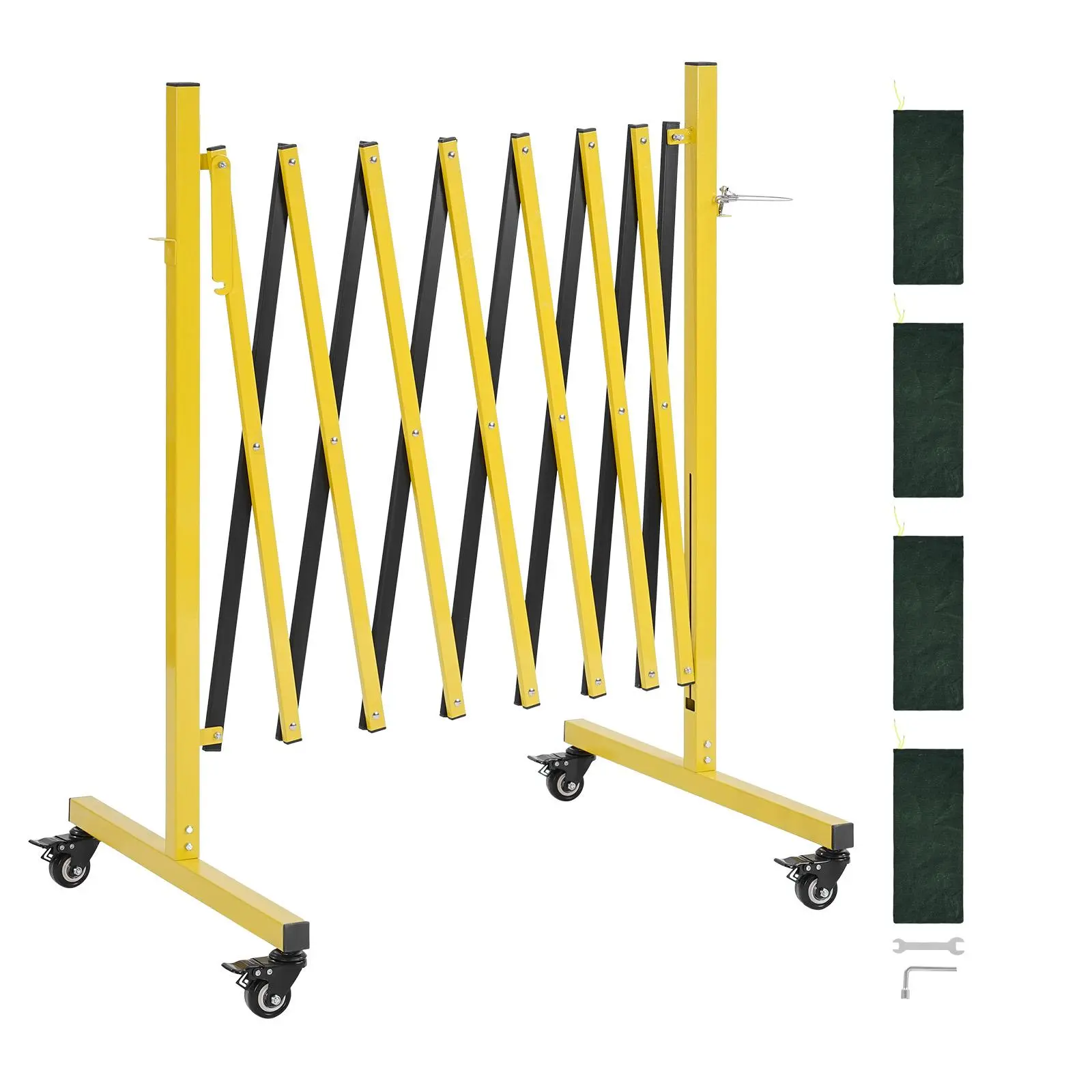 【SummerFinds】VEVOR Durable Extendable Industrial Barricade, 12FT Mobile Safety Barrier with Locking Casters, Portable Folding Security Gate Traffic Fence for Driveway Warehouse