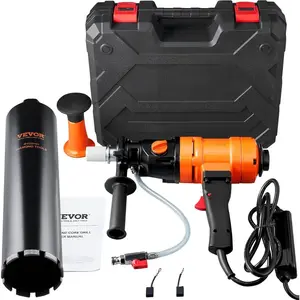 VEVOR Diamond Core Drilling Machine, 8 in Drilling Diameter, Handheld Dry and Wet Concrete Core Drill Rig with 4 Drill Bits, 1075/2300 RPM 2-Speed, UNC1 1/4-7 Thread, for Concrete Brick Stone, 1800WVEVOR Super Brand Day