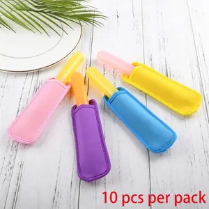 Ice Pop Sleeves, 10pcs Neoprene Insulated Sleeves, Freezer Popsicle Holder, Colorful Reusable Washable Bags, Durable & Convenient
