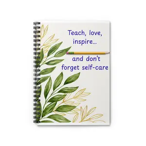 Inspiration Spiral Notebook for Self-Care Journaling, Teacher Planner, Motivational Gifts, Student Organizer, Eco-Friendly Stationery