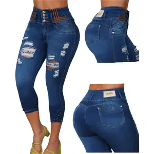 7407 Jean's Capri Colombianos Cintura Alta levanta cola butt lifter high waist faja Womenswear Belts
