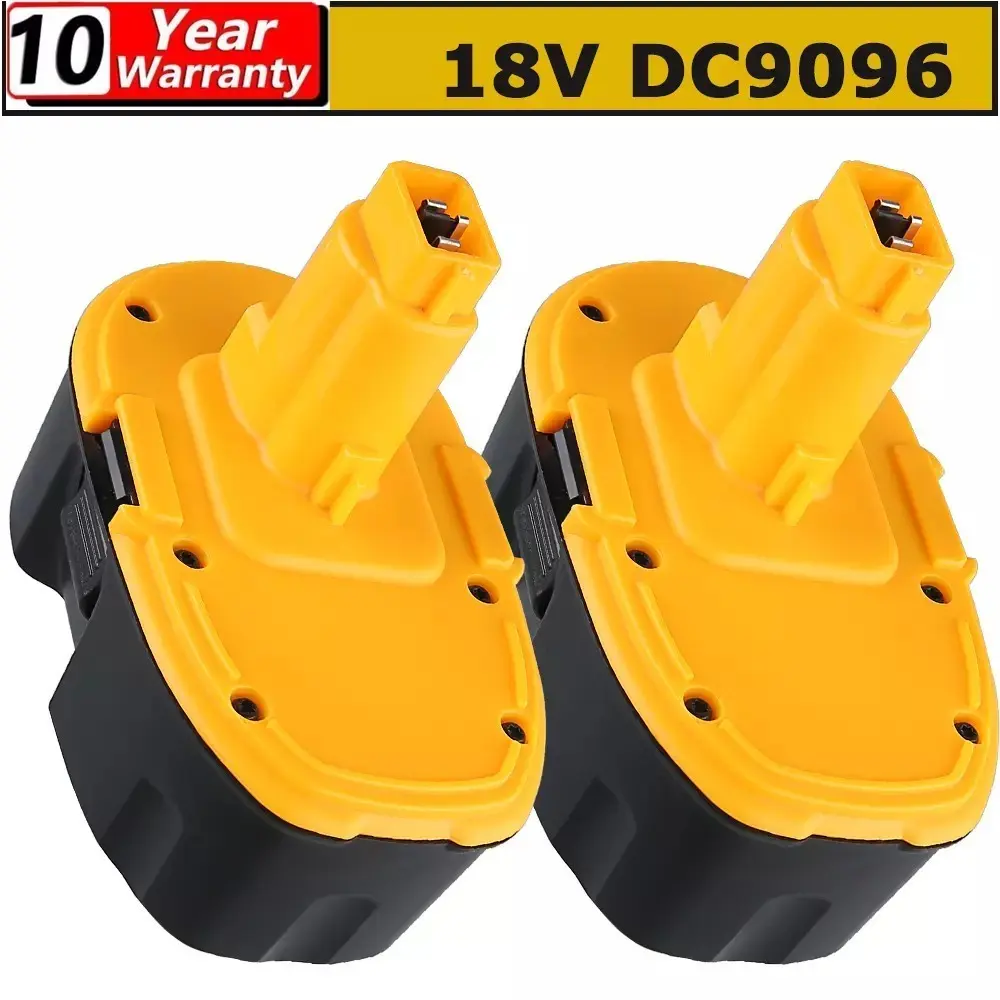 18V 5.5Ah High Capacity Ni-Mh Replacement Batteries for Dewalt 18V Tools, FCC, ROHS, CE Certified, Compatible with DC9096, DC9098, DC9099, DW9095, DW9098 Cordless Power Tools (2 Packs), 5500Mah More 40% Running Time, De9039