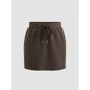 Cider [size 2-10] Middle Waist Geometric Drawstring Mini Skirt