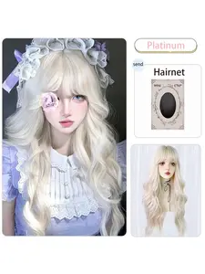 Platinum Blonde Wig for Women, Full Head Long Wavy Curls, Natural Daily Wear, Realistic Full Wig, Synthetic Wavy Wig, Stylish Hair Accessory