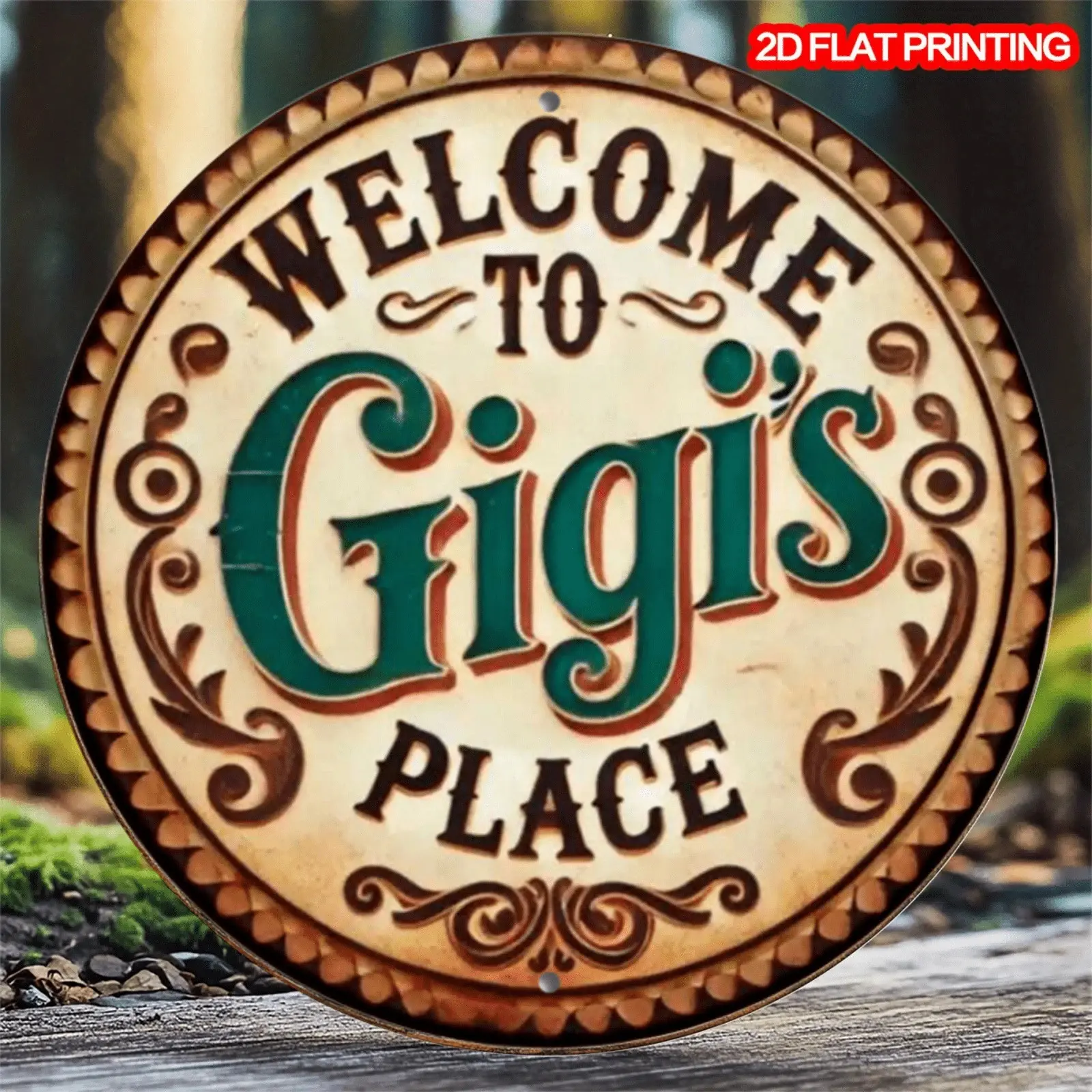 1pc Vintage Style Metal "Welcome" Wall Art Sign, 8x8 Inch Round Metal Decor For Home, Kitchen, Cafe, Bar, And Garden - Unique Gift For Gardening And Coffee Lovers, Random Holes On Sides Gifts Birthday Graduation Iron Multicolor