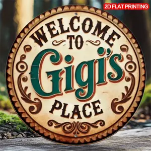 1pc Vintage Style Metal "Welcome" Wall Art Sign, 8x8 Inch Round Metal Decor For Home, Kitchen, Cafe, Bar, And Garden - Unique Gift For Gardening And Coffee Lovers, Random Holes On Sides Gifts Birthday Graduation Iron Multicolor