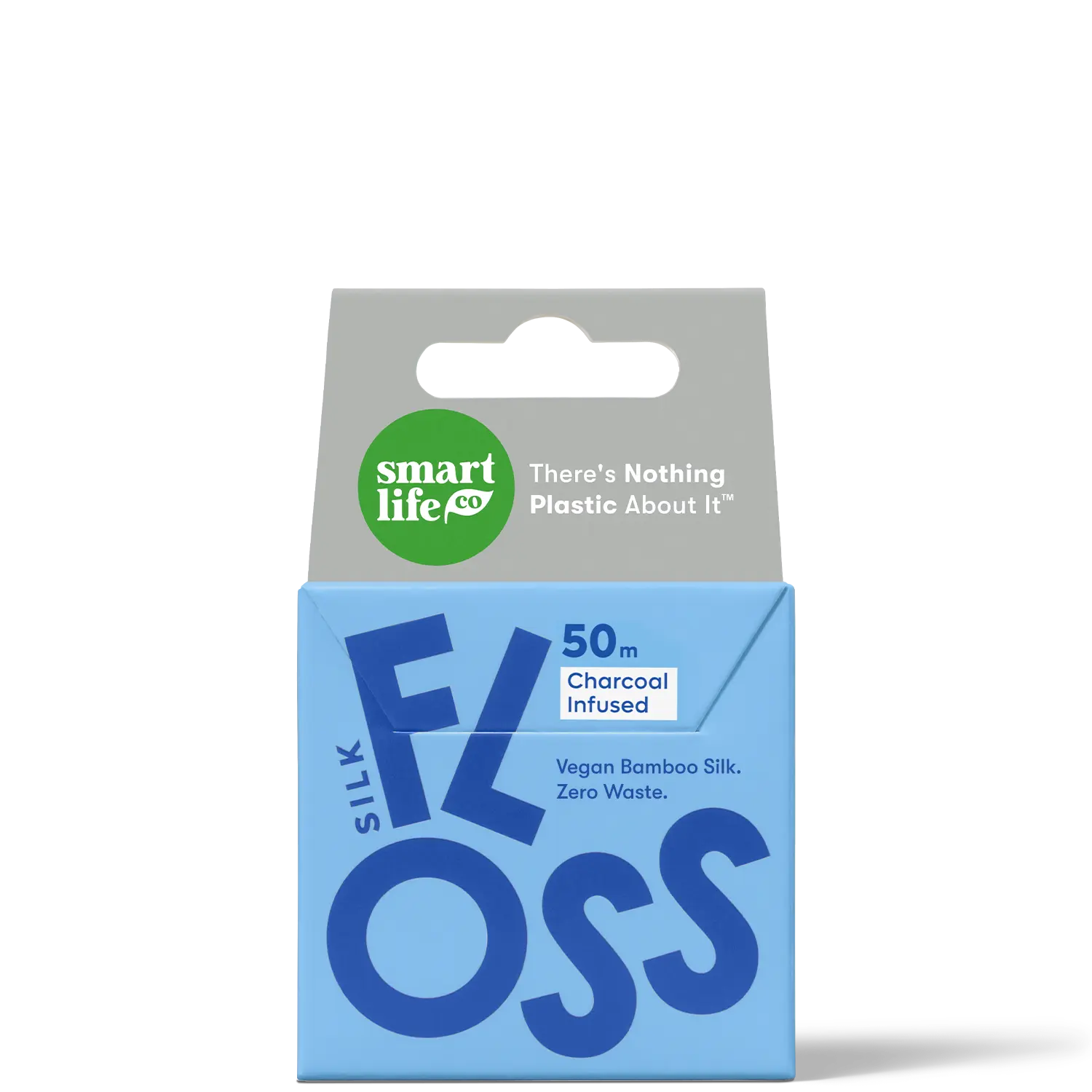 Biodegradable Silk Dental Floss – Vegan Expanding Bamboo Silk Floss for Superior Plaque Removal, Eco-Friendly No Plastic Dispenser Box, Charcoal 50m