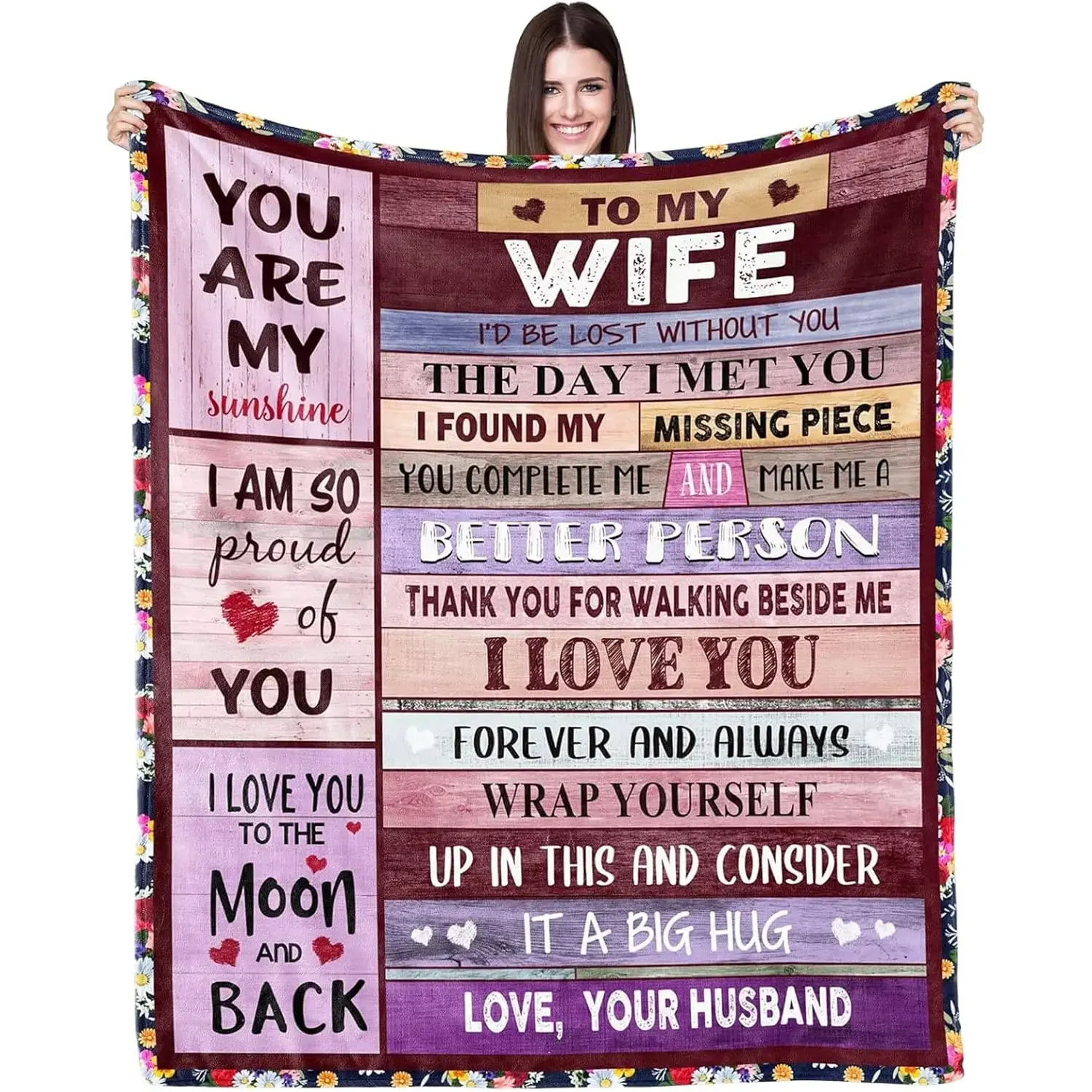 [SummerVibes] Blanket Gifts for Wife Romantic Anniversary Birthday Gifts for Wife Her I Love You Presents for Wife from Husband to My Wife Warm Gifts for Christmas Valentine's Mother's Day