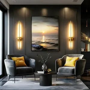 Rechargeable LED wall light, upgraded black/gold 60cm human body sensor rechargeable wall light with remote control and touch control, stepless dimming mode, suitable for hallway, entryway, bedroom sensor wall light.