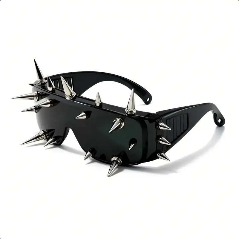 1 Pair Fashion Punk Aesthetic Spiked Design Sunglasses, Flat Top Frame Styling Sunglasses, Novelty Sunglasses for Women & Men  halloween / haunted