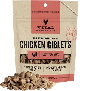 Vital Essentials Freeze-Dried Raw Single Protein Chicken Giblets Cat Treats, 1-oz bag
